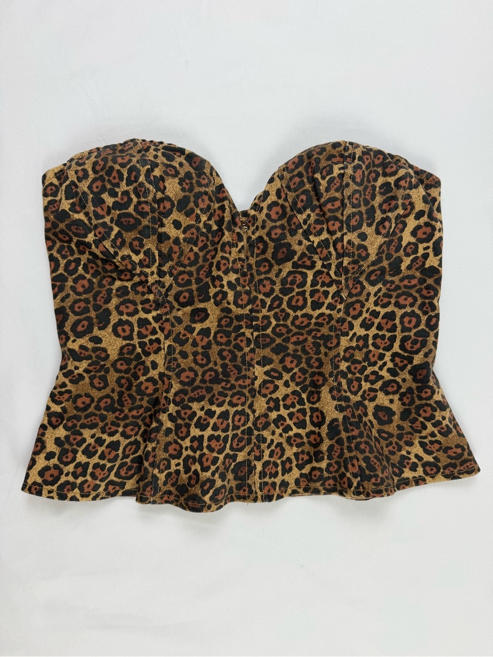 AFRM Torri Leopard Print Corset Bustier Top Brown Size M